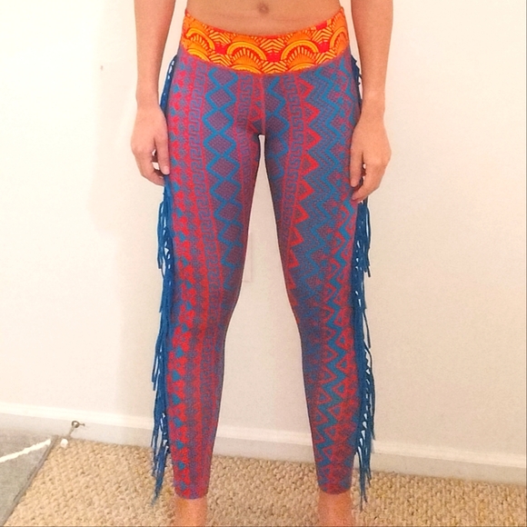 Zumba Tribal Print Fringe Tights - Picture 2 of 10